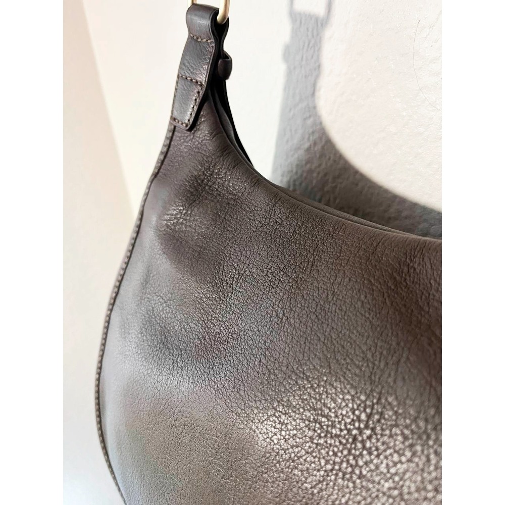 Vintage Longchamp Paris Leather Crossbody Bag Made in France Brown Hobo - Picture 6 of 10